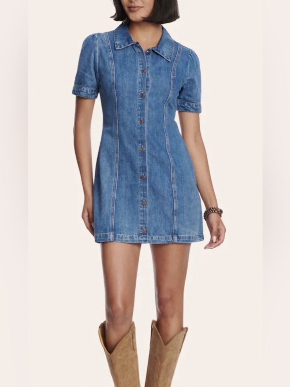 Rocking’C Women’s 
Medium Wash Button-Front Denim Dress Size:XL
